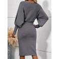 thumbnail image 4 of Women'S Lantern Long Sleeve High Waist Formal Bodycon Pencil Midi Pullover Sweater Dresses Clothes Gray XL, 4 of 5