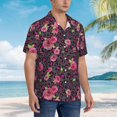 thumbnail image 3 of Sikiie Rose Mix Leopard 2 Print Men's Hawaiian Shirt, Summer Beach Button Pocket Short Sleeve T-Shirt,Large, 3 of 7