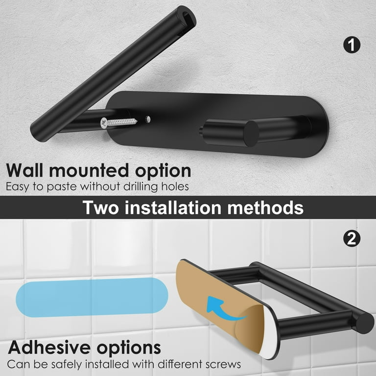 Wall-Mounted Stainless Steel Toilet Paper Holder, Matte Black photo 8