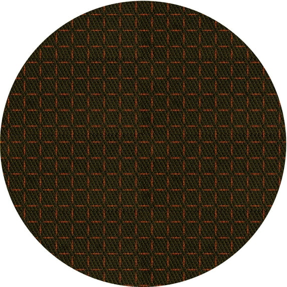 Ahgly Company Machine Washable Indoor Round Transitional Black Brown Area Rugs, 5' Round
