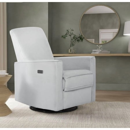 Evolur Harlow Deluxe Upholstered Plush Seating Glider Swivel, Power Recliner with USB Port, Greenguard Gold Certified, Glider Chair for Nursery, Mystic Gray