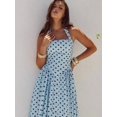 thumbnail image 3 of Blue Polka Dot Halter Neck Maxi Dress, Sleeveless A-Line Flowy Summer Dress For Beach Party, 3 of 6