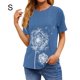 thumbnail image 2 of Sonducket Camisa de manga corta con estampado de de león y cuello para mujer Prendas para la parte del cuerpo azul claro S, 2 of 6