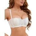 thumbnail image 4 of INSPIRE CHIC Women's Lace Underwired Balconette Adjustable Straps Padded Tube Bras B 38 Beige, 4 of 4