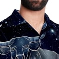 thumbnail image 5 of Taurus Constellation Men's Short Sleeve Beach Shirts, Casual Printed Poplin Button Down, Unisex Summer Hawaiian Shirt, 5 of 6