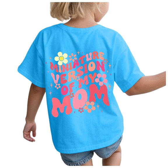 larppty Flower Girl Shirt Cute Preppy Shirts for Girls Funny Letter Print T Shirt Floral Kids Graphic Summer Tees Tops(Sky Blue, 9-10 Years)
