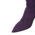 thumbnail image 3 of FSJ Women Classic Cowboy Pointed Toe Ankle Boots Cone Heel Pull On Short Booties Casual Office Work Dress Shoes Size 8.5 Purple, 3 of 4