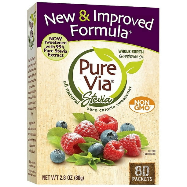 PureVia Stevia All Natural Zero Calorie Sweetener Packets 80 ea (Pack of 2)