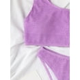 thumbnail image 6 of SEARIPE Women Textured One Shoulder High Waisted Bikini Swimsuit Purple L, 6 of 6
