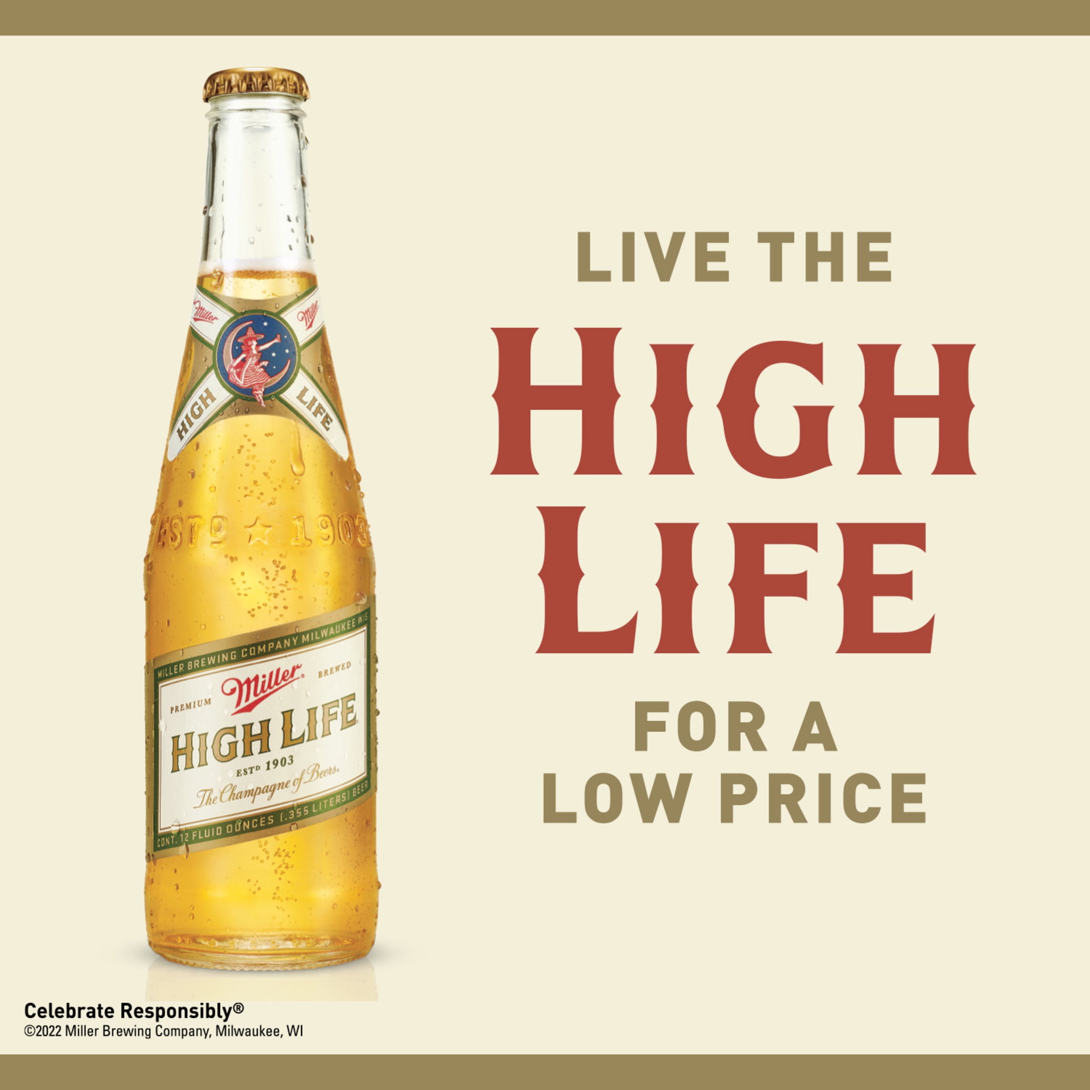 Miller High Life American Beer, 30 Pack, 12 fl oz Aluminum Cans, 4.6% ABV