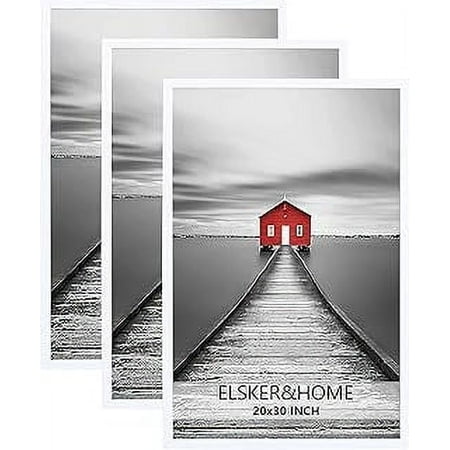 ELSKER&HOME 20x30 Frame 3 Pack  White 20x30 Poster/Picture Frame for Horizontal or Vertical Wall Mounting  Sturdy and Scratch-proof