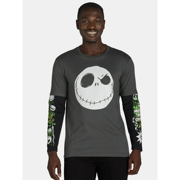 Disney Nightmare Before Christmas Men's and Men's Big & Tall Graphic Tee with Long Sleeves, Sizes S-3XL