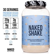 Naked Shake - Vanilla Protein Powder - Plant Based Protein Shake With Mct Oil, Gluten-Free, Soy-Free, No Gmos Or Artificial Sweeteners - 30 Servings