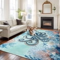thumbnail image 2 of 6x9 Area Rugs for Living Room, Coastal Octopus Blue Non Slip Area Rugs for Kitchen Bedroom Entryway, Summer Beach Nautical Coral Starfish Washable Carpet Runner Rug Floor Mats for Bedroom Home Decor, 2 of 8