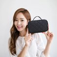 thumbnail image 2 of Lady Makeup Bag Dual Layer Splash Proof Cosmetic Bag Toiletry Pouch with Mirror, 2 of 10