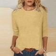 thumbnail image 5 of 3/4 Length Sleeve Women Tops Dressy Casual Crew Neck Basic Tees Loose Fit Summer T-Shirts Business Work Tunic Tops, 5 of 5