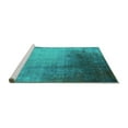 thumbnail image 2 of Ahgly Company Machine Washable Indoor Square Oriental Turquoise Blue Industrial Area Rugs, 4' Square, 2 of 4