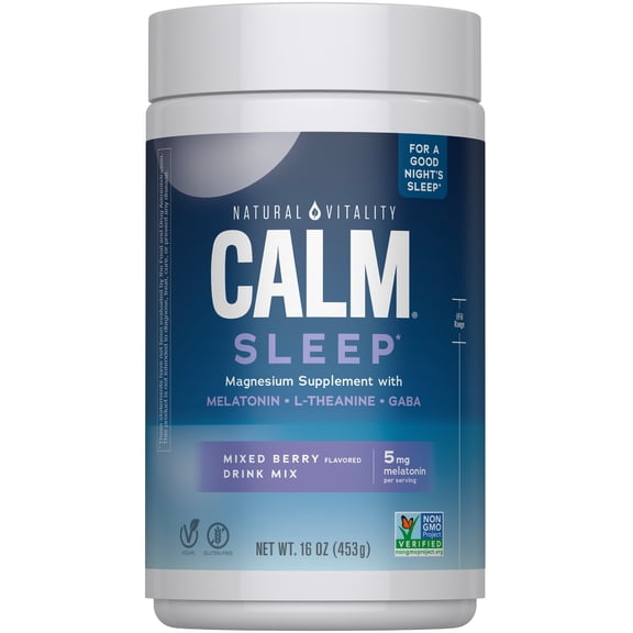 Calm Magnesium Supplement Powder for Men and Women | Mixed Berry | 16 oz | by Natural Vitality