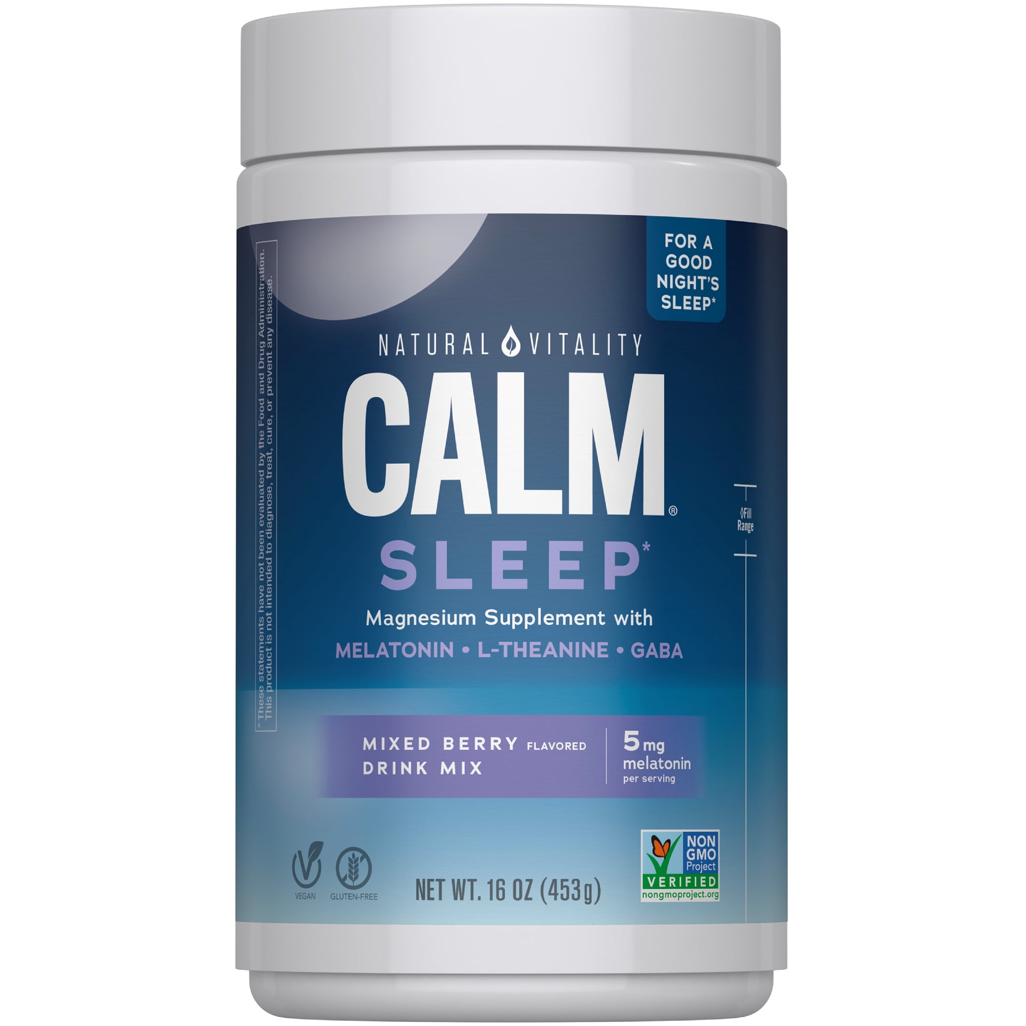 Calm Magnesium Supplement Powder for Men and Women | Mixed Berry | 16 oz | by Natural Vitality