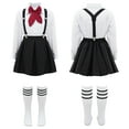 thumbnail image 1 of iiniim Kids Teen School Girls Bowknot Cute Skirts Layered Ruffle Suspender Skirt and Socks 3-16 A Type A Black 7-8, 1 of 7
