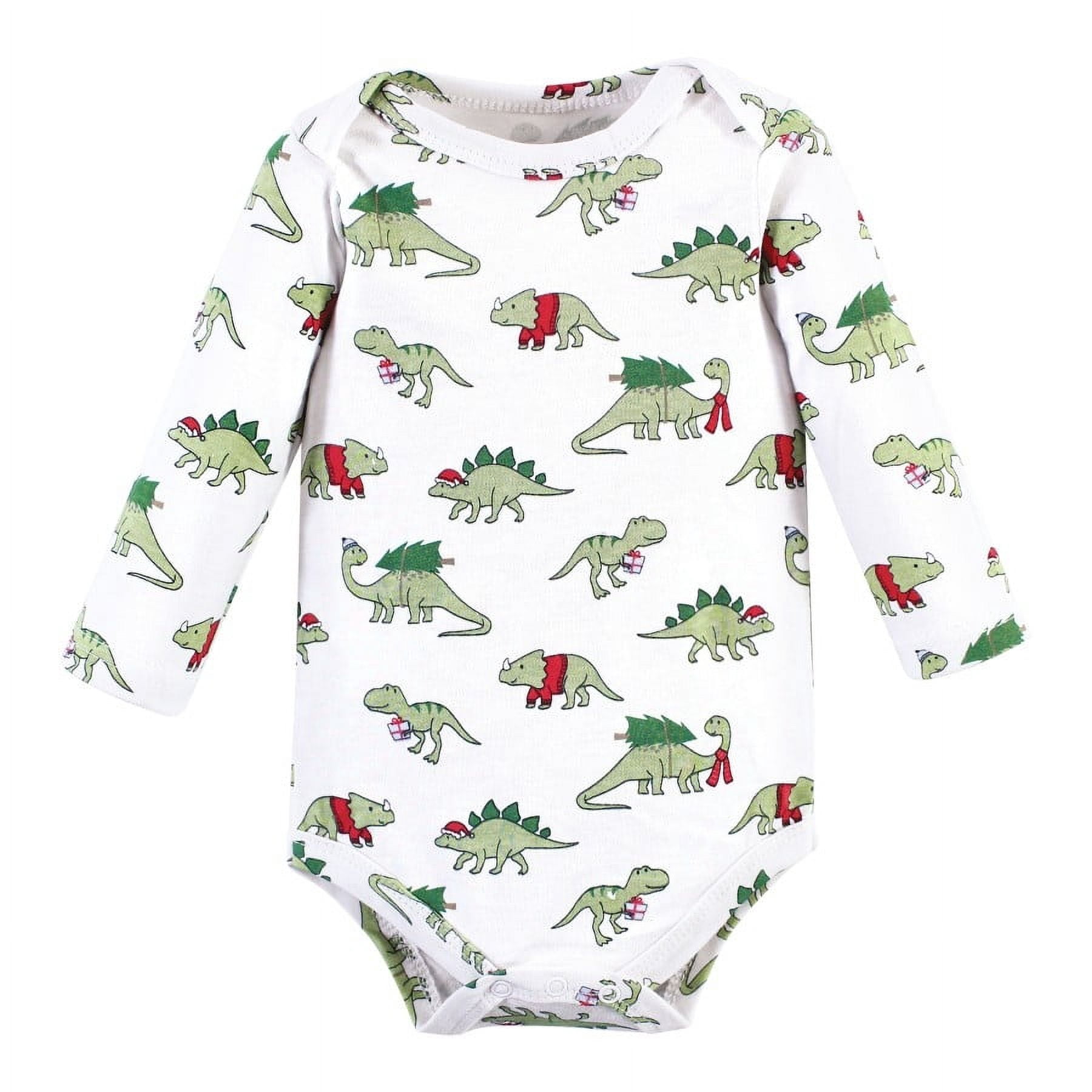Hudson Baby Infant Boy Long-Sleeve Bodysuits and Pants, Christmasaurus, 0-3 Months