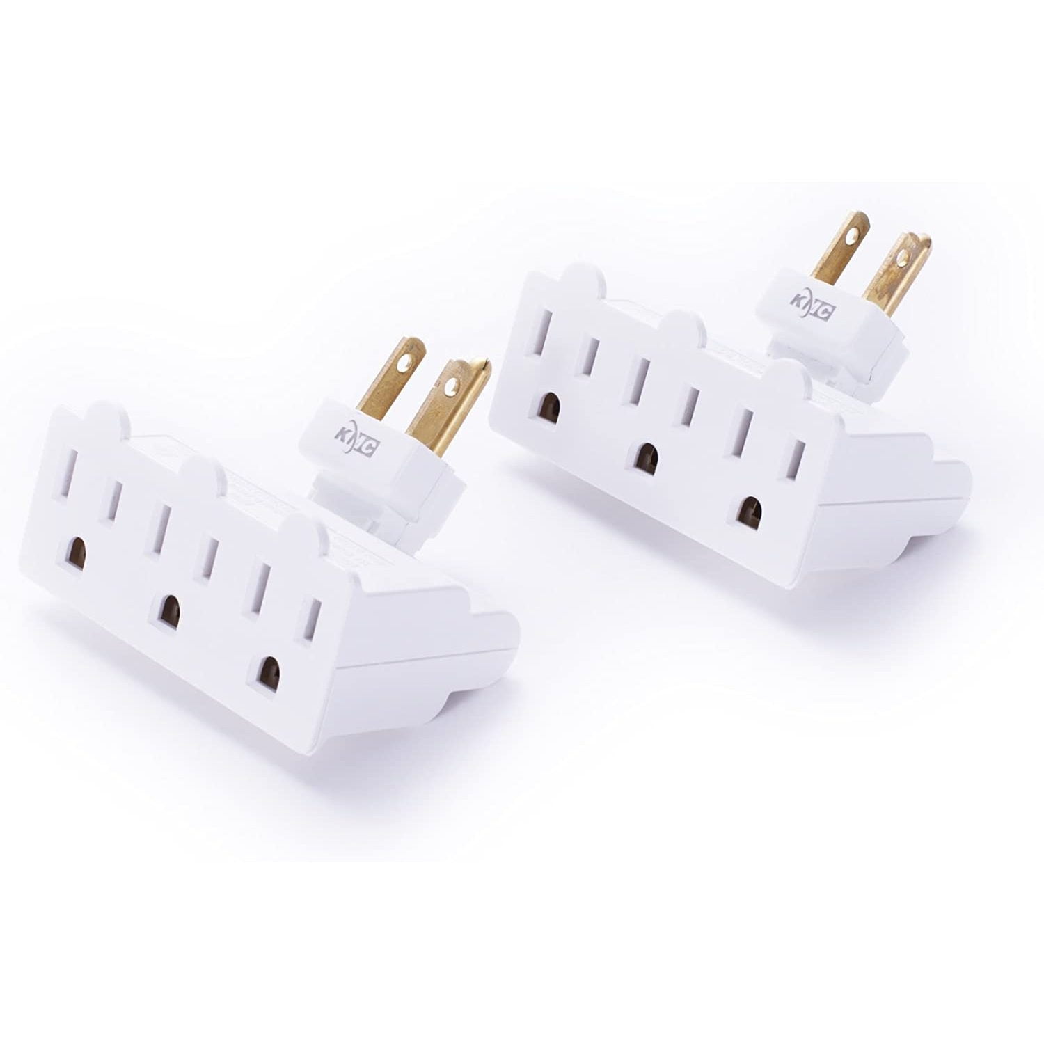 3Outlet Swivel Adapter, 180 Degree Swivel Wall Tap, AC Power Grounded