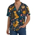 thumbnail image 3 of KLL Colorful Fox Print Men's Shirt Short Sleeve Button Down Summer Cuba Beach Shirts- 4X-Large, 3 of 7
