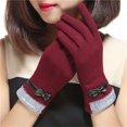thumbnail image 2 of Guantes de terciopelo con lazo para mujer, cálidos, con pantalla táctil, ajustados, para otoño e invierno, estilo coreano, 2 of 5