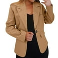 thumbnail image 3 of Delayuji Petite Blazers for Women Women Blazers for Work Casual Womens Casual Front Long Sleeve Lapel Collar Button Work Business Jacket Khaki M, 3 of 8