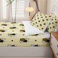thumbnail image 5 of Erosebridal Cute Bug Bee Zipper Queen Comforter Set with Fitted Sheet and 2 Pillowcases,Cartoon Line Art Zipper Bedding Set,Beige Black,Reversible,4pcs, 5 of 8