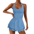 thumbnail image 1 of Kaemgyyd Womens Workout Rompers Stretchy Sleeveless Athletic Running One-Piece Outfit Fashion Drawstring Halter Gym Yoga Jumpsuits, 1 of 6