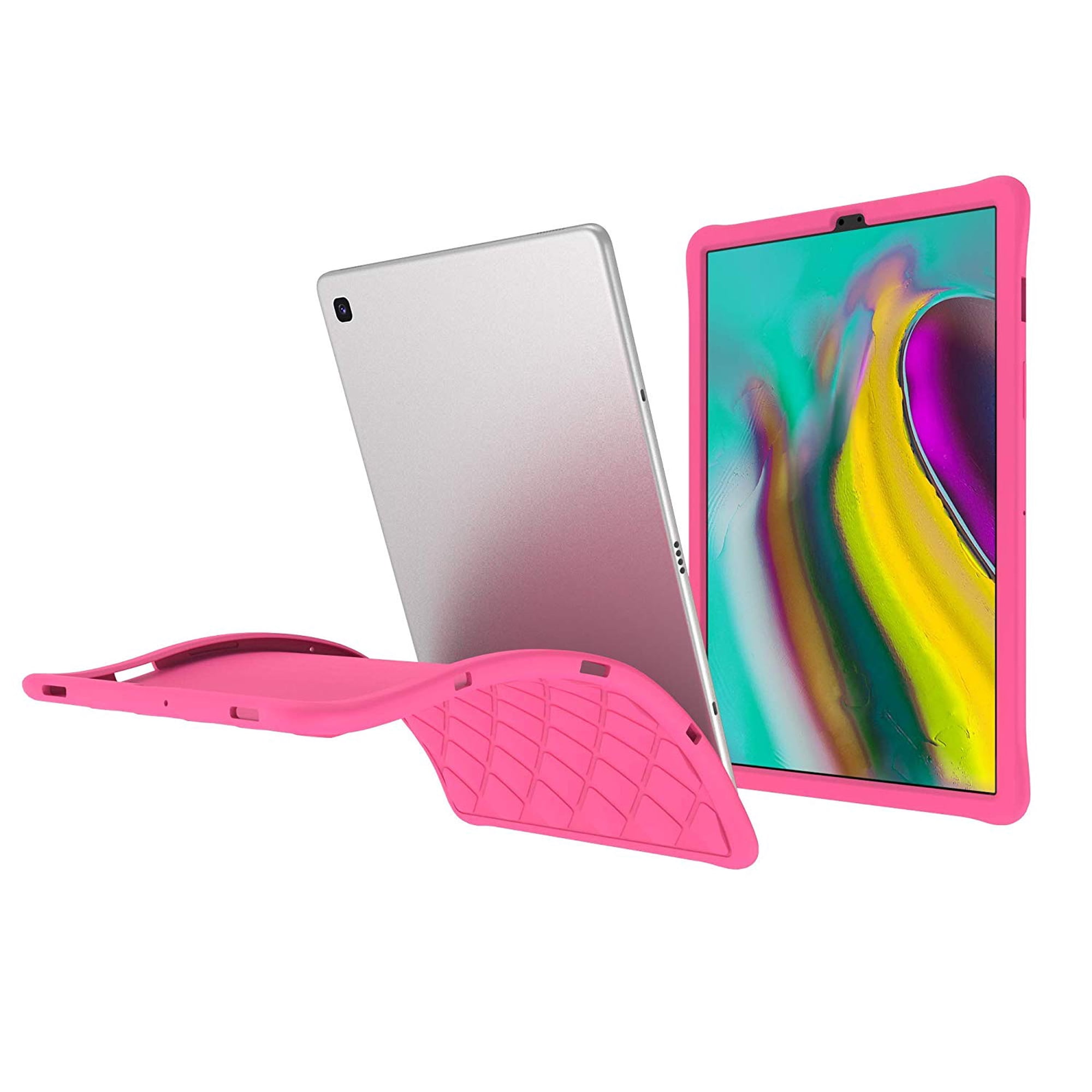 EpicGadget Samsung Galaxy Tab S5e Case T720/T725, Diamond Grid Silicone Rubber Gel Cover Case with Full Protection for 2019 Galaxy Tab S5E 10.5" Tablet (Hot Pink)