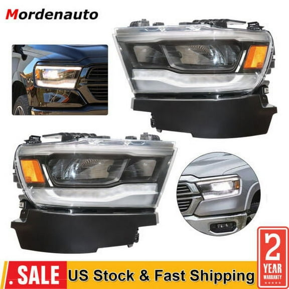 Pair Full LED Headlights Headlamps w/DRL for 2019 2020 2021 Dodge Ram 1500 L R