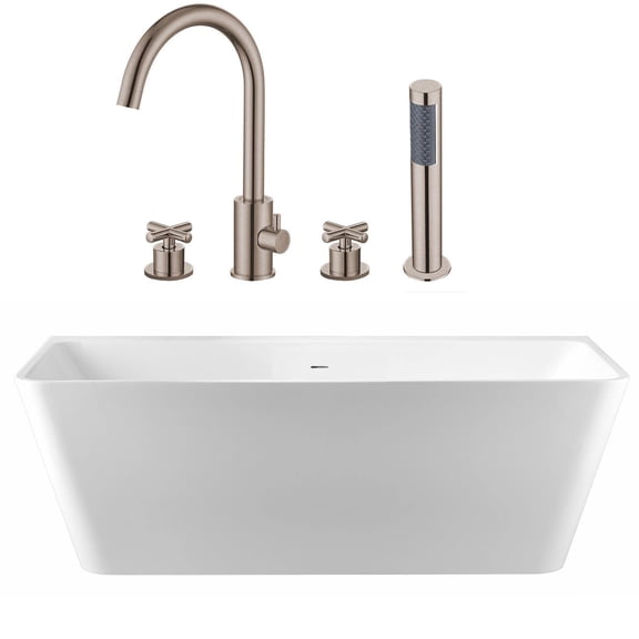 Axton 59 Inch Acrylic Double Ended Freestanding Bathtub and Faucet Package