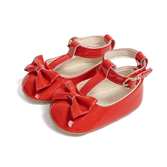 MEZZALL Child Baby Girls First Walking Shoes Shiny Leather Bowknot Shoes Soft Sole Toddler Dress Shoes Daily Adorable Casual Kids Princess Solid Color Footwear