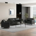 thumbnail image 2 of Hixon Contemporary Faux Leather Tufted 3 Piece Sofa and Club Chair Set, Midnight Black and Espresso, 2 of 14