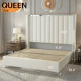thumbnail image 6 of Merluxy Queen Bed Frame with 58" tall Headboard, Velvet Upholstered Platform with Channel Tufted Wingback Headboard and Plating Trim,Cream, 6 of 9