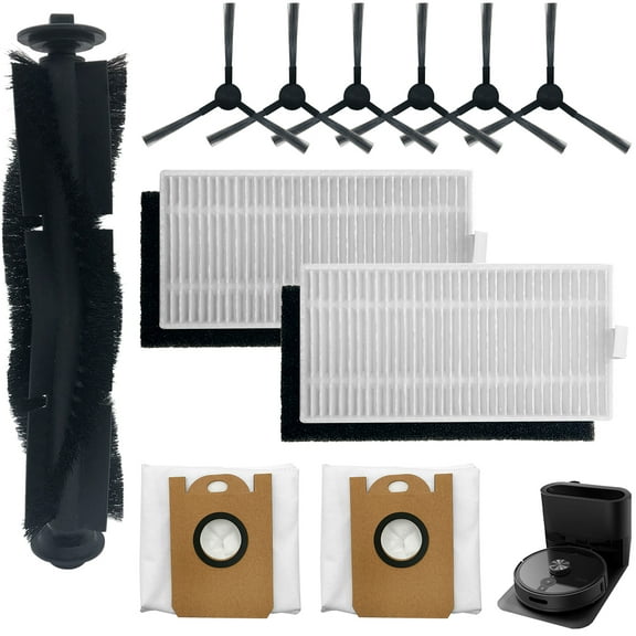 Home Times Replacement Parts Kit Compatible with iHome AutoVac Nova S1 Pro Robot Vacuum Cleaner Accessories iHRVS1PRO-3BLK, 1 Main Roller Brush, 6 Side Brushes, 2 Hepa Filters, 2 Dust Bags