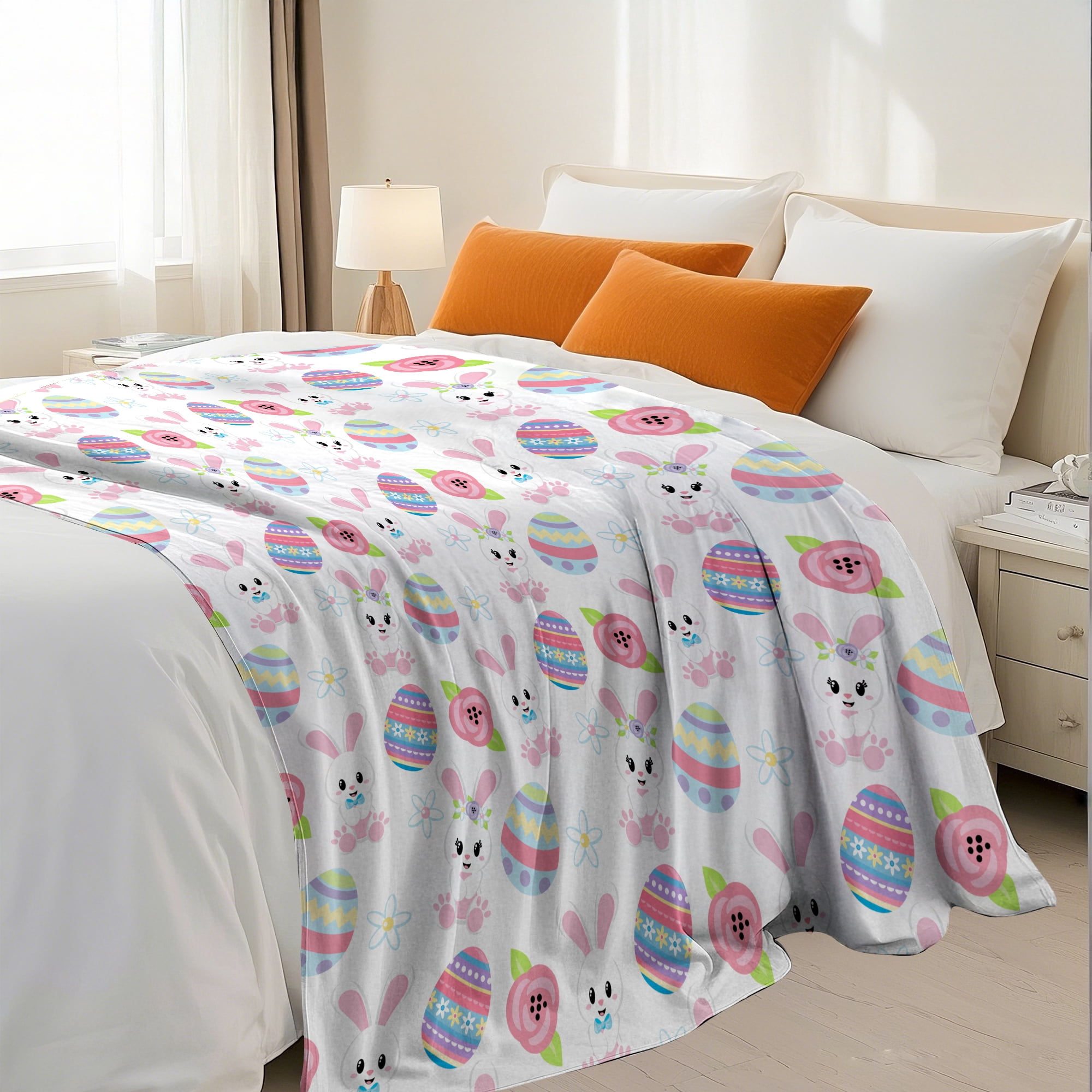 Easter Throw Blanket, Warm Fleece Flannel Bed Blanket, Lightweight Easter Blanket for Sofa Bed Couch 40"x50"