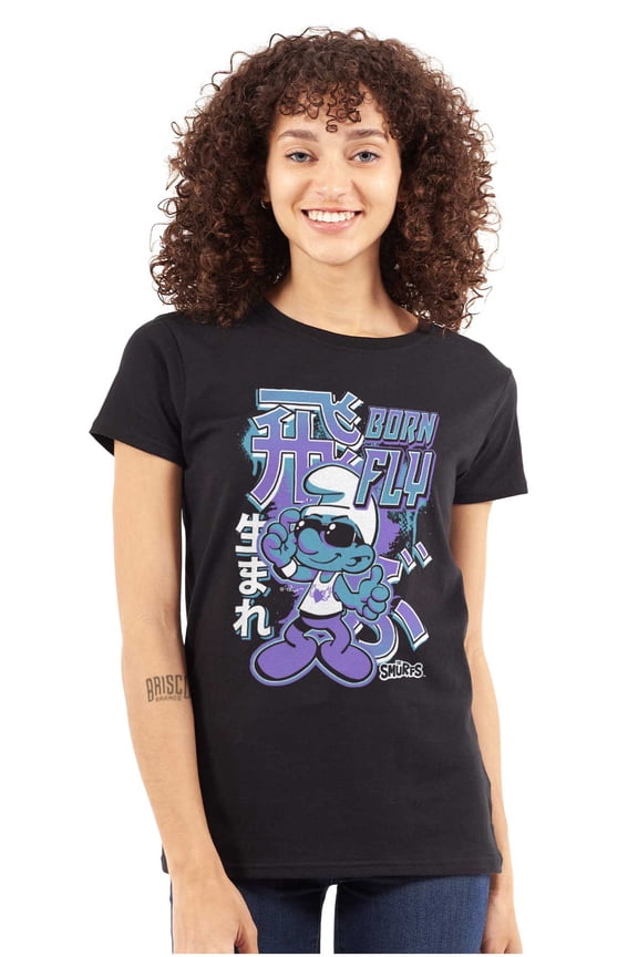The Smurfs Cool Kanji Born Fly Women's Plus Size Shirt Brisco Brands 2X