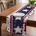 thumbnail image 6 of Guodhu Star Pattern Linen Table Runner for 4th of July, Patriotic Dining Decor for Independence Day Memorial Day Parties, Durable Holiday Table Accent for Indoor Outdoor Use(Multicolor I), 6 of 6
