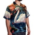 thumbnail image 2 of Swan Men's Short Sleeve Casual Printed Button Down Beach Shirts, 2 of 6