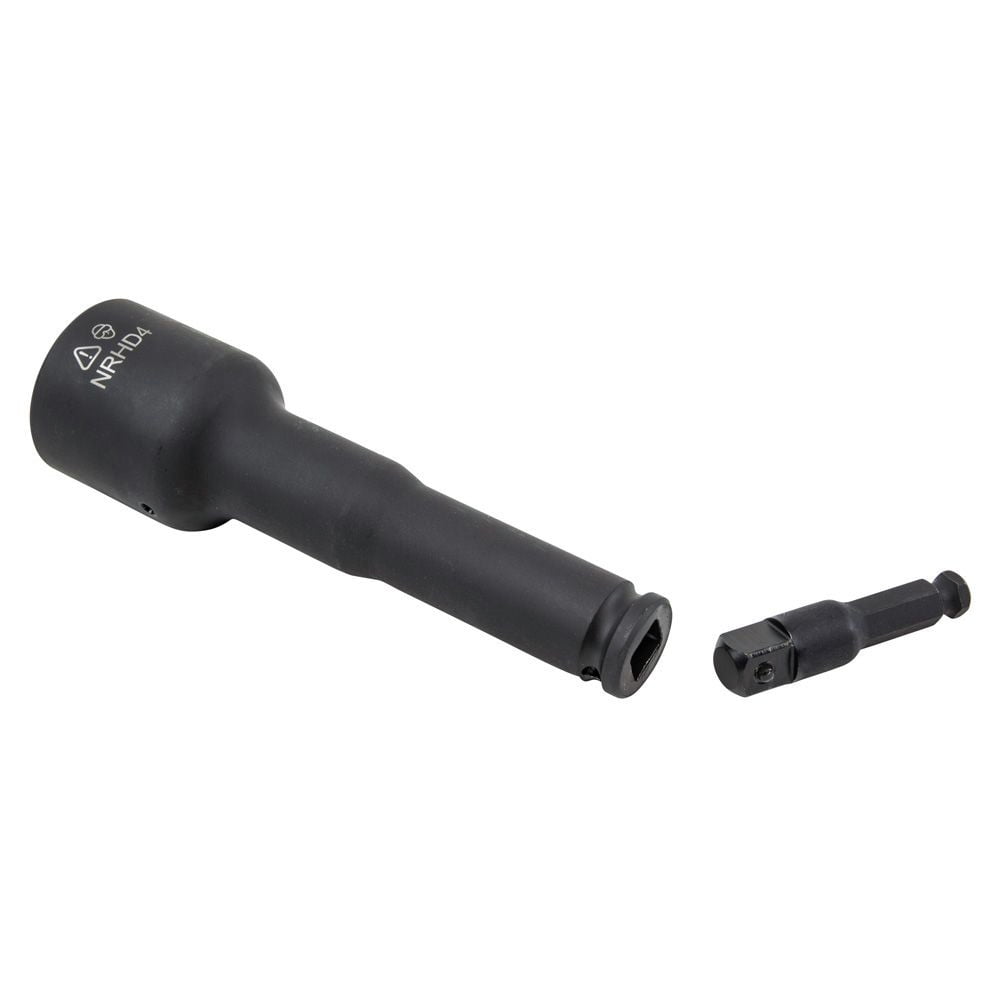 Klein Tools NRHD4 4-in-1 SAE 3/4 in., 13/16 in., 1, 1-1/8 in. Socket Wrench Set with 7/16 in. Hex Adapter