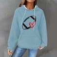 thumbnail image 2 of Holzkary Game Day Hooded Sweatshirt for Women Knit Sweatshirt Football Graphic Long Sleeve Sweater Football Season Pullover Funny Football Graphic Shirt Long Sleeve Game Day Pullover Hoodies Blue S, 2 of 4