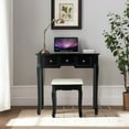 thumbnail image 4 of Gymax Vanity Set Makeup Dressing Table W/5 Drawers & Lighted Mirror 12 LED Bulbs Black, 4 of 10