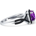 thumbnail image 2 of Art Deco Cushion Cut Infinity Twist Ring Amethyst Cubic Zirconia Black Tone 925 Sterling Silver, Size 6, 2 of 5