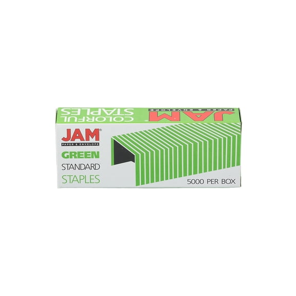 JAM Paper Colorful Staples 1/4" Leg Length Green 5000/Box (335GRZ)