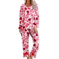 thumbnail image 2 of Rciityk Womens Loungewear Set - Valentines Day Cute Heart Print Crew Neck Long Sleeve with Pants Pjs Sets - Pajama Sets for Women 2 Piece, 2 of 6