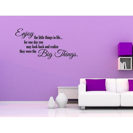 Enjoy The Little Things In Life Enjoy The Little Things In Life Wall Art Quote Decal Vinyl Words Home Lettering JR199 ()
