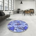 thumbnail image 3 of Ahgly Company Indoor Round Patterned Royal Blue Area Rugs, 3' Round, 3 of 6